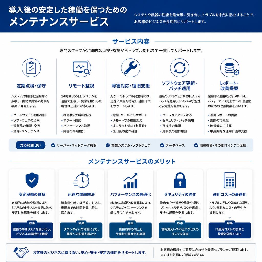メンテナンスサービスの充実