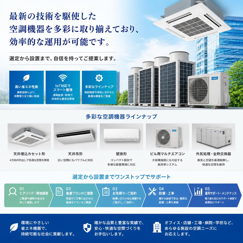 高品質な空調機器のラインナップ