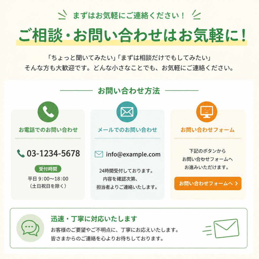 今すぐお問い合わせを！
