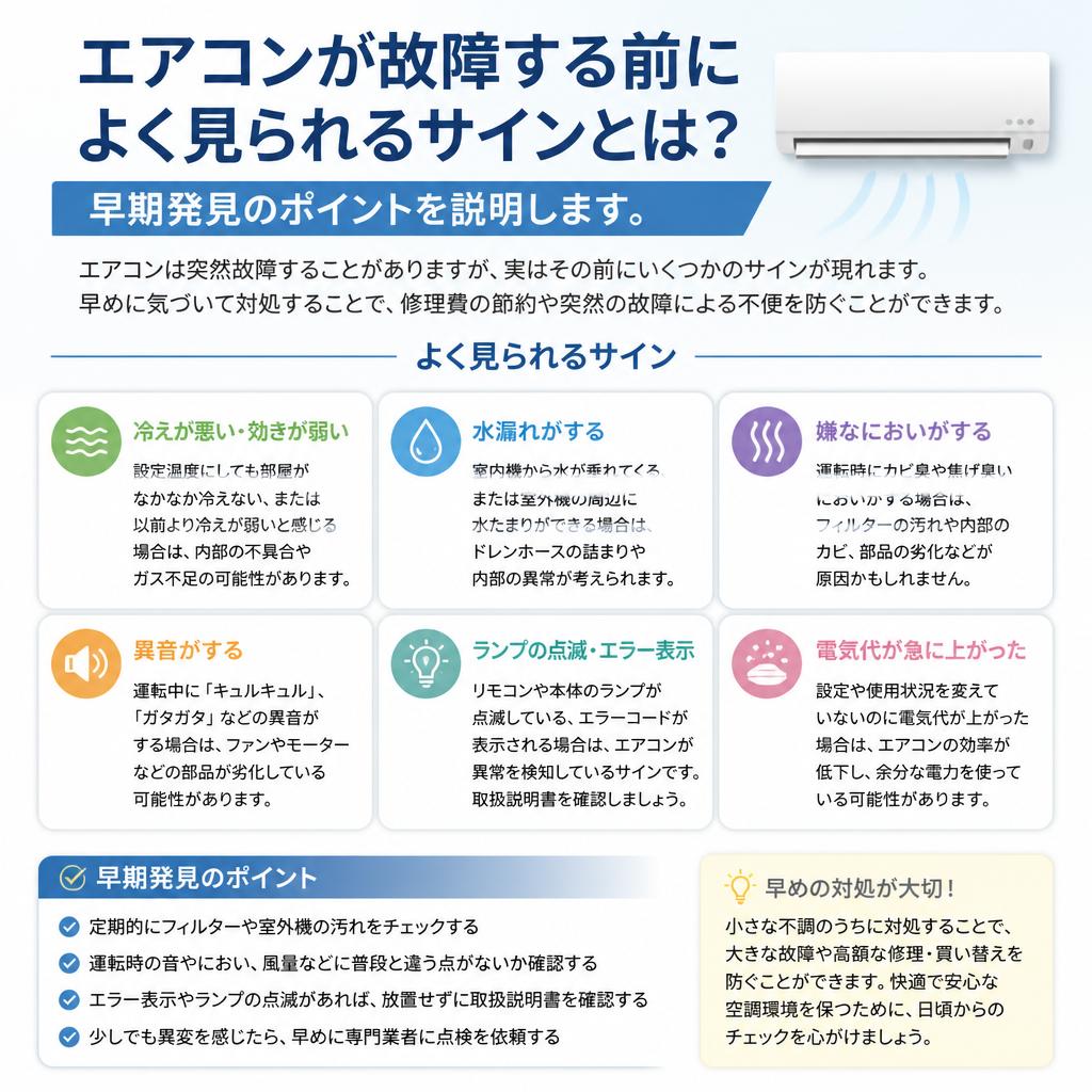 2.  エアコン故障のサインとは？