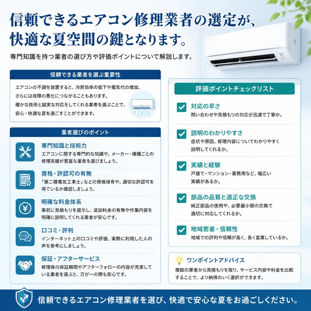 エアコン修理業者の選び方