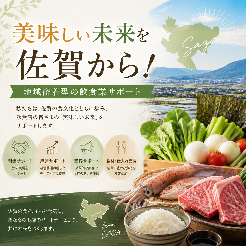 美味しい未来を佐賀から！地域密着型の飲食業サポート