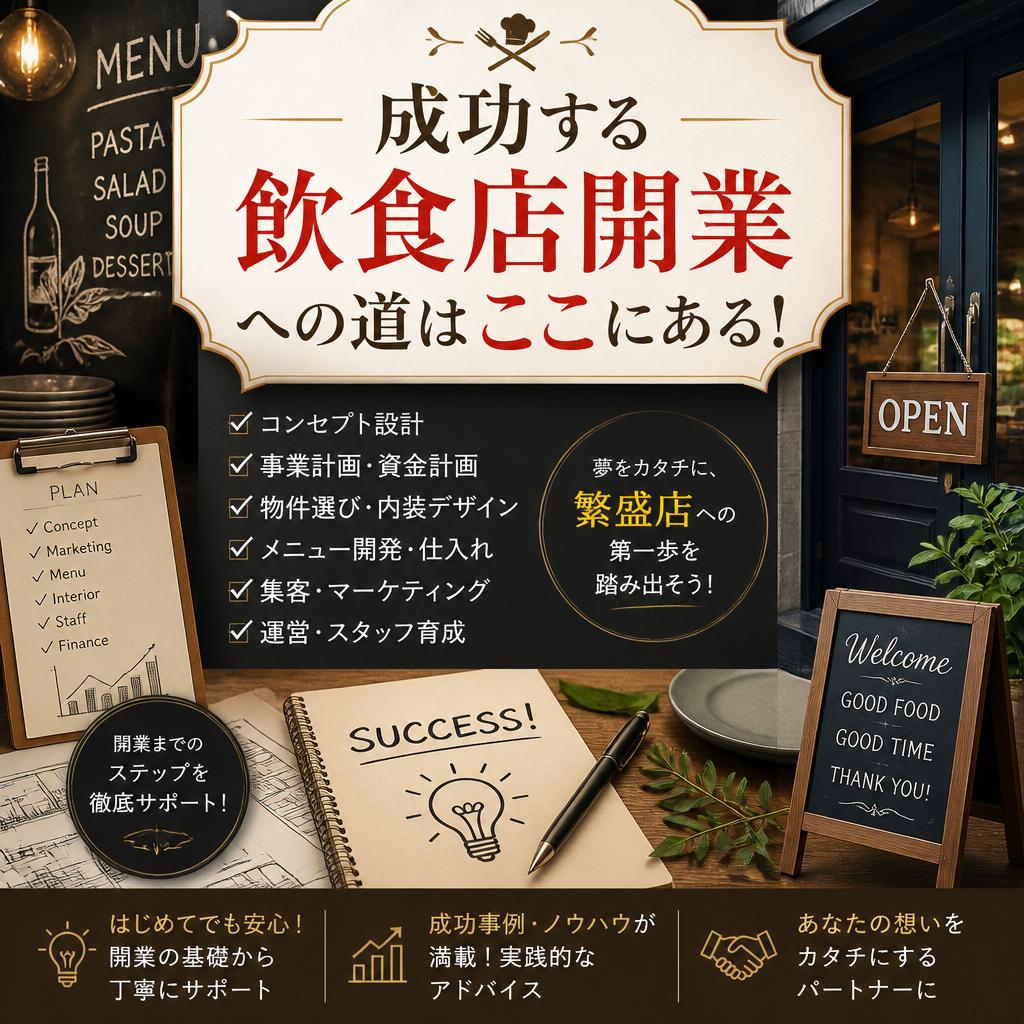 成功する飲食店開業への道はここにある！